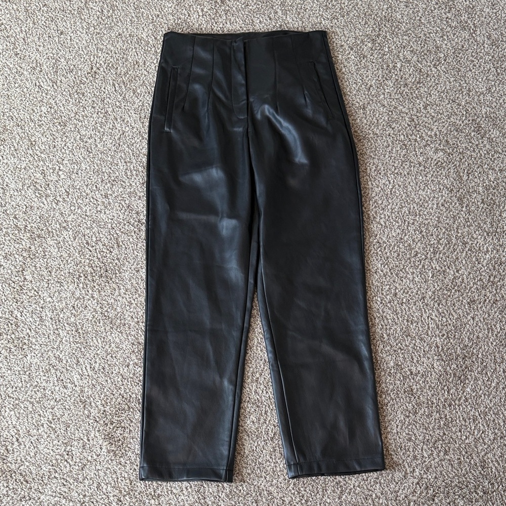 Pleather straight leg pants